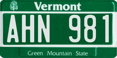 VT license plate AHN981