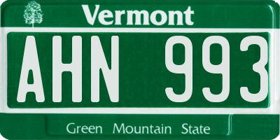 VT license plate AHN993