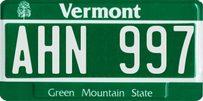 VT license plate AHN997