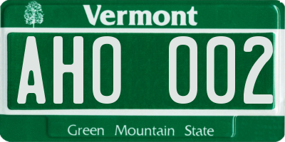 VT license plate AHO002
