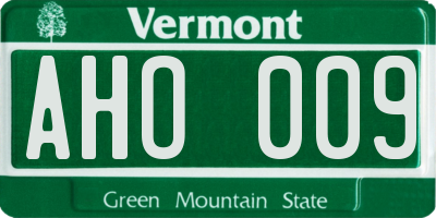 VT license plate AHO009