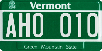 VT license plate AHO010