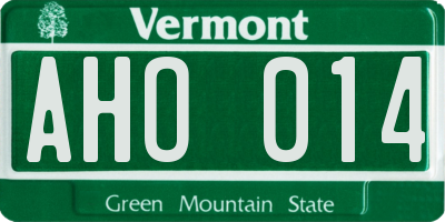 VT license plate AHO014