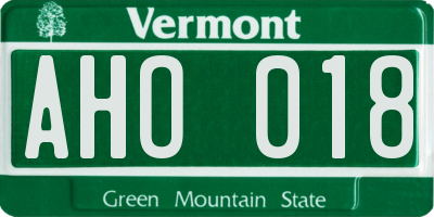 VT license plate AHO018
