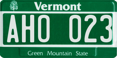 VT license plate AHO023