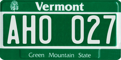 VT license plate AHO027