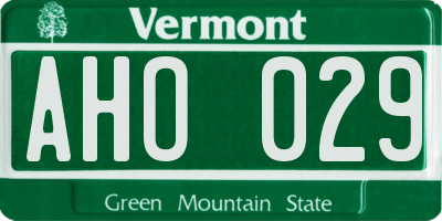 VT license plate AHO029
