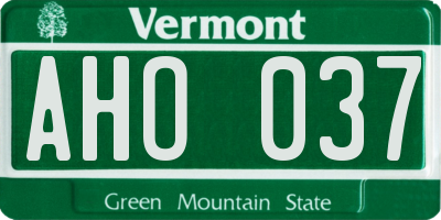 VT license plate AHO037