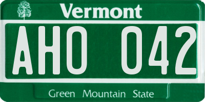 VT license plate AHO042