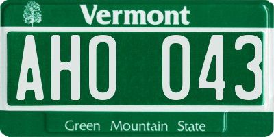 VT license plate AHO043