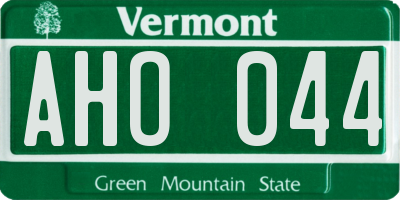 VT license plate AHO044