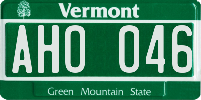 VT license plate AHO046