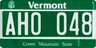 VT license plate AHO048