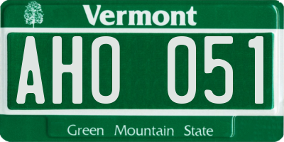 VT license plate AHO051