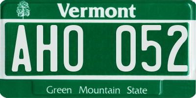 VT license plate AHO052