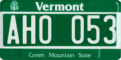 VT license plate AHO053