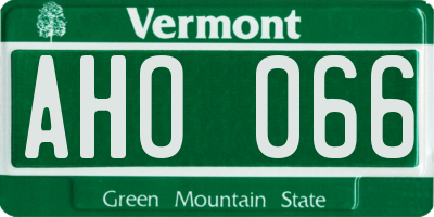 VT license plate AHO066
