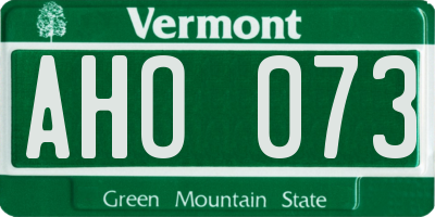 VT license plate AHO073