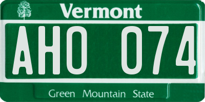 VT license plate AHO074