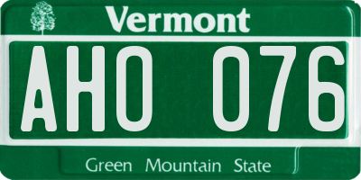 VT license plate AHO076