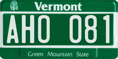 VT license plate AHO081