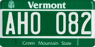 VT license plate AHO082