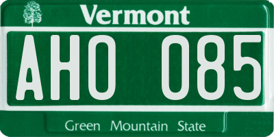 VT license plate AHO085