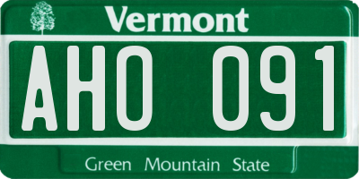 VT license plate AHO091