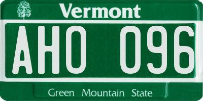 VT license plate AHO096