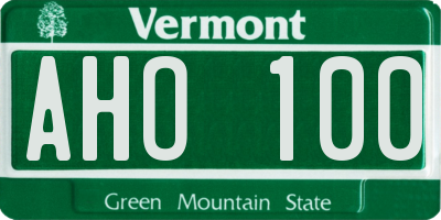 VT license plate AHO100