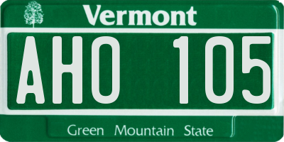 VT license plate AHO105