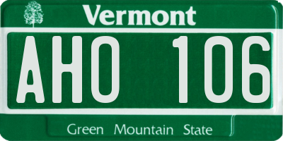 VT license plate AHO106