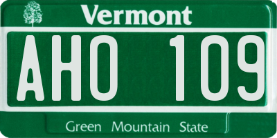 VT license plate AHO109