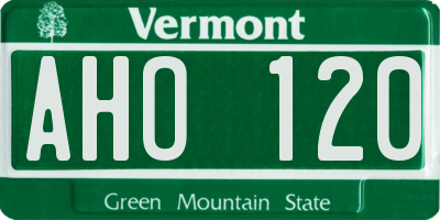 VT license plate AHO120
