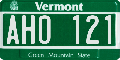 VT license plate AHO121