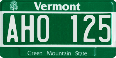 VT license plate AHO125