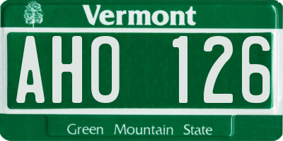 VT license plate AHO126