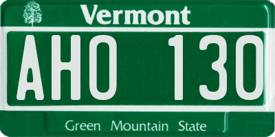 VT license plate AHO130