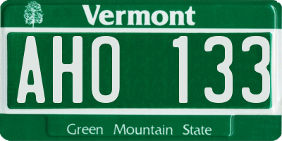 VT license plate AHO133