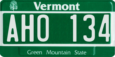 VT license plate AHO134