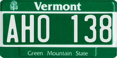 VT license plate AHO138