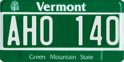VT license plate AHO140