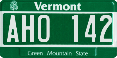 VT license plate AHO142