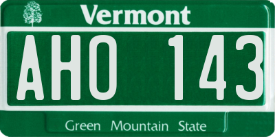 VT license plate AHO143
