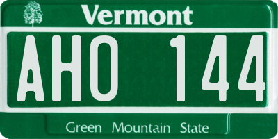 VT license plate AHO144