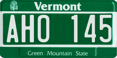 VT license plate AHO145