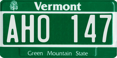 VT license plate AHO147