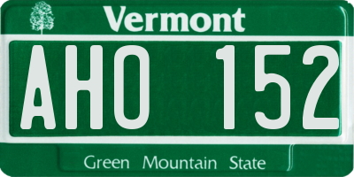 VT license plate AHO152