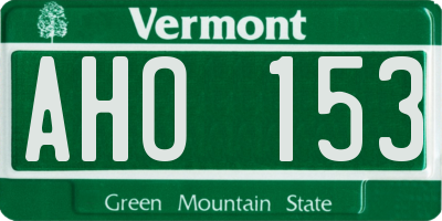 VT license plate AHO153