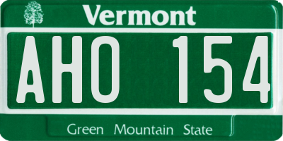 VT license plate AHO154